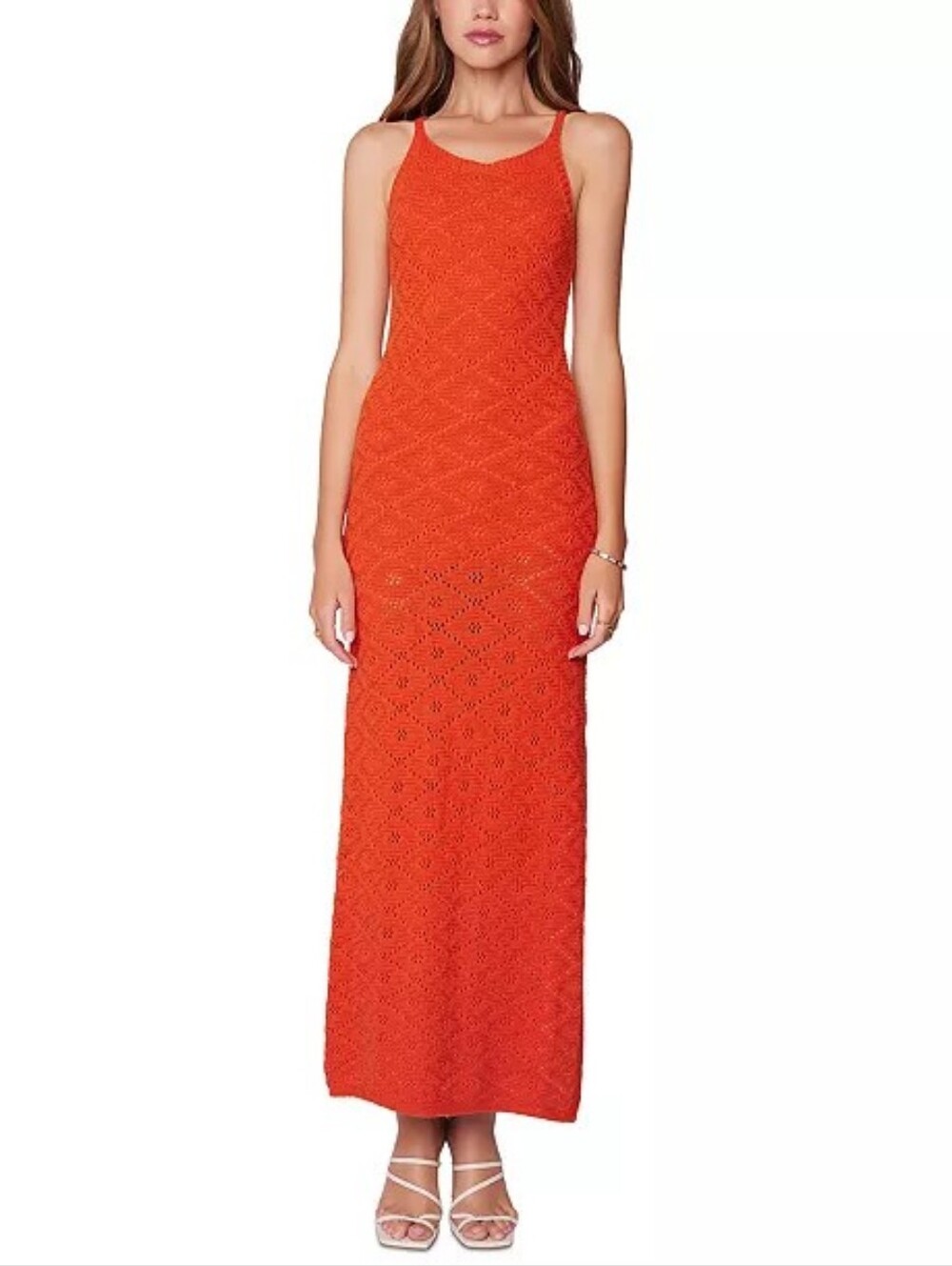 Lost + Wander Zinnia Crochet Halter Maxi Dress Rust S/M